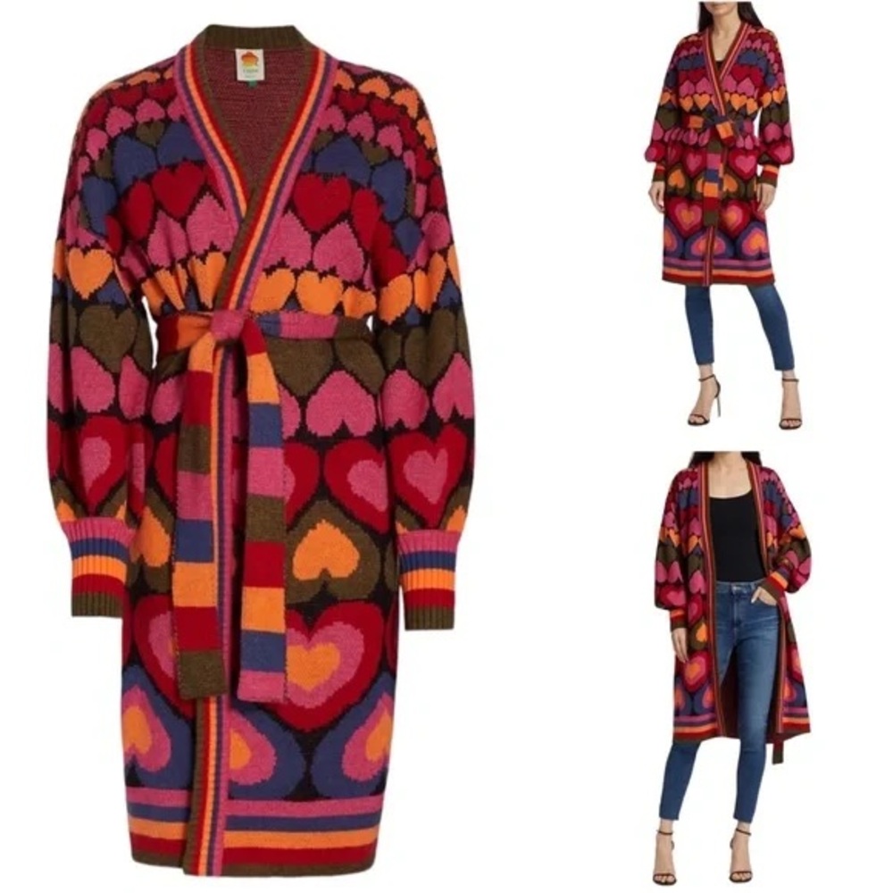 FARM Rio Multicolor Heart Pattern Cardigan - Picture 2 of 2